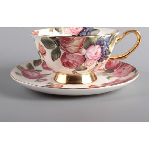 European Coffee Cup Dish English Pastoral Fashion Afternoon Tea High Bone China Ceramic Cup Black Tea Cup Travel Coffee Cup