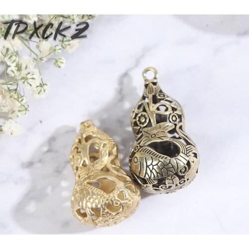 Feng Shui Decor Brass Copper Covered Gourd Wu Lou Hu Lu Chinese Lucky Charm Ancient Tai Chi Daming Mantra Home Decoration Gift