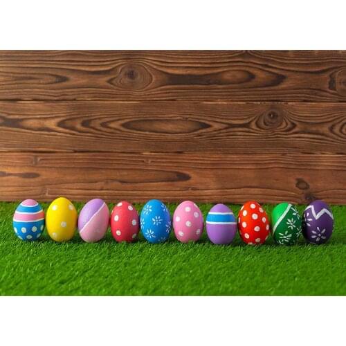 Easter Eggs Grass Wooden Wall Photography Backdrop Customized Background Photo Studio for Children Baby Family Party Photophone