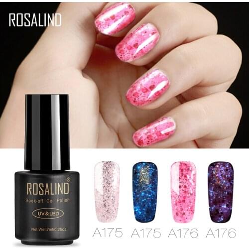 ROSALIND Gel Nail Polish Set for nail 7ML Gel Lacquer Luminous Rose Gold Long-Lasting Manicure Hybrid Gel Varnish Nail Art Tops