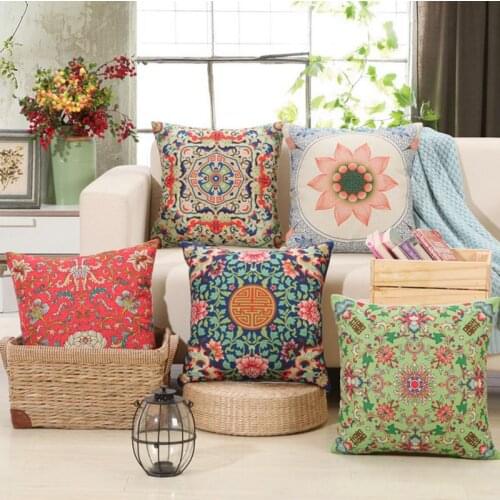 Geometric Pattern design printing decoration cushion cover pillow linen-cotton 17.7x17.7 '' hotel clubs office decorated pillow
