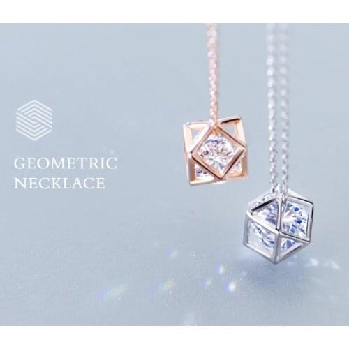 Modian New Sale Geometric Clear 5A CZ Sparkling Charm Necklaces Pendant For Women Real 925 Sterling Silver Irregular Jewelry
