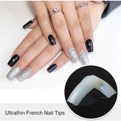 TP 550pcs/bag False Tips Ballerina Natural/Transparent Coffin Fake Nails Manicure Nails for Extension&Protection French Nail Art