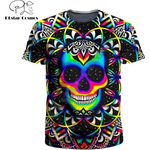PLstar Cosmos 2019 New style Fashion summer Short sleeve t-shirt Skull Chaos Printed 3D T Shirts Harajuku street tshirt tops