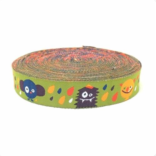 NEW wholesale 5/8 '(16 mmx10yards) Polyester Woven Jacquard Ribbon Monster town KTZD15102416