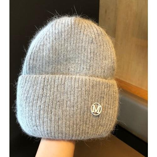 2021 autumn/winter new rabbit fur hat womens woolen hat knitted hat warm earmuffs Skullies Beanies
