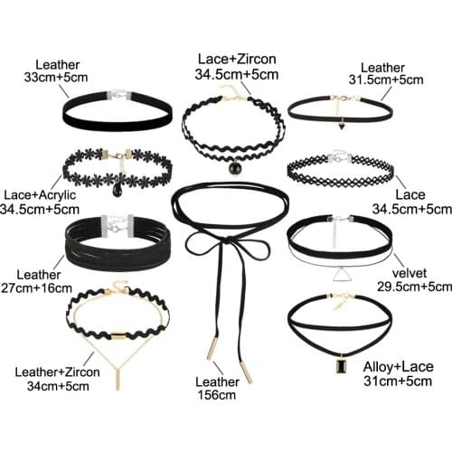 Whole Sales 4 Set Fashion Womens Black Gothic Choker Necklaces Set