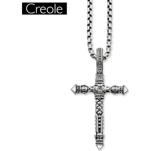 Necklace Cross Link Chain Rebel Vintage Gift For Women, Europe Style Heart 925 Sterling Silver Fashion Jewelry