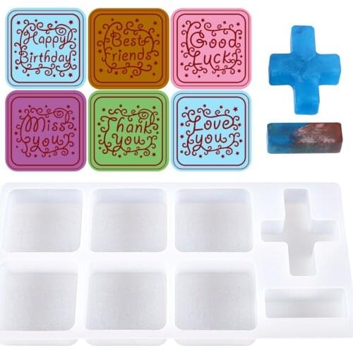 Seal Silicone Epoxy Resin Mold DIY Happy Birthday Best Friends Good Luck Stamp DIY Jewelry Craft Casting Tools