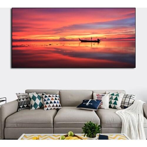 Boats Seascape Cuadros Poster Painting Pictures Wall Art Cuadros Graphic for Living Room Home Decoration Posters and Prints
