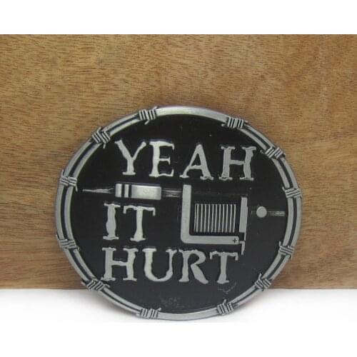 BuckleClub yeah it hurt tool belt buckle jeans gift belt buckle FP-03092 black coating 4cm width loop drop shipping