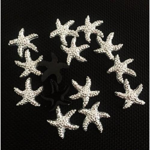 Diy40pcs16mm silver sea star, resin crystal crafts button beach party decoration .A351