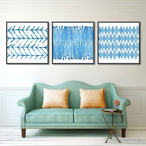 Modern Minimalist Abstract Art Blue Line Poster Art Print Canvas Painting Picture Home Wall Art Bedroom Decoration Custom