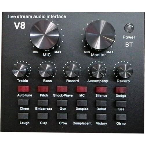 V8 Mobile Phone Microphone Live Usb External Sound Card for Mobile Computer Audio Interface Sound Card with Bluetooth