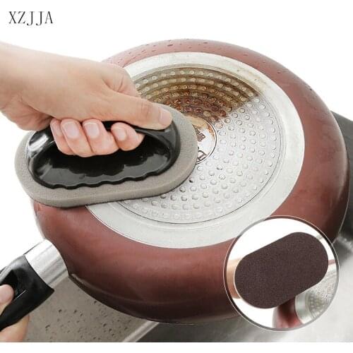 XZJJA 1pc Nano Emery Sponge Strong Decontamination Handle Brush Hearth Pot Sink Derusting Cleaning Brush Home Kitchen Clean Tool