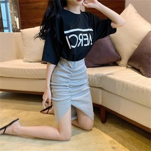 Solid Color Drawstring Ruched Mini Skirts Harajuku Fashion Casual Slit High Waist Skirts for Women Spring Summer Clothes