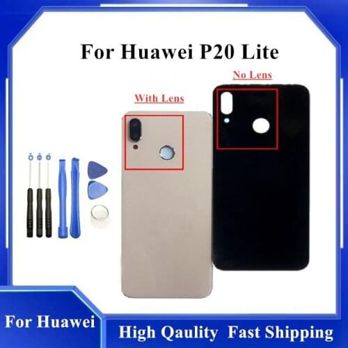 Back Glass Door Housing case For Huawei P20 Lite Battery Cover Rear Panel With Camera Lens For Huawei P20 Lite Battery Cover