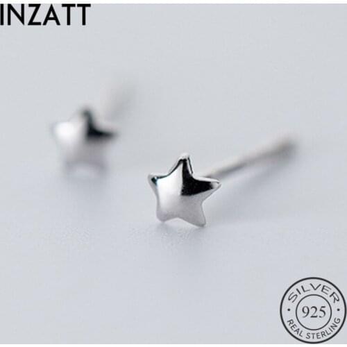 INZATT Real 925 Sterling Silver Square Triangle Star Stud Earrings For Fashion Women Fine Jewelry 2019 Geometric Accessories