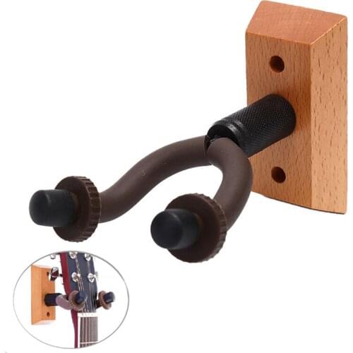 1 Pc Black Guitar Stand Hanger Hook Holder Wall Mount Stand Rack Bracket Display Fits most Guitar Bass +2pc Screws+2pc dowels