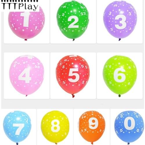 10pcs/lot 12 Inch 0-9 Number Latex Balloon Inflatable Helium Air Balls Wedding Decoration Party Balloons Birthday Party Supplies