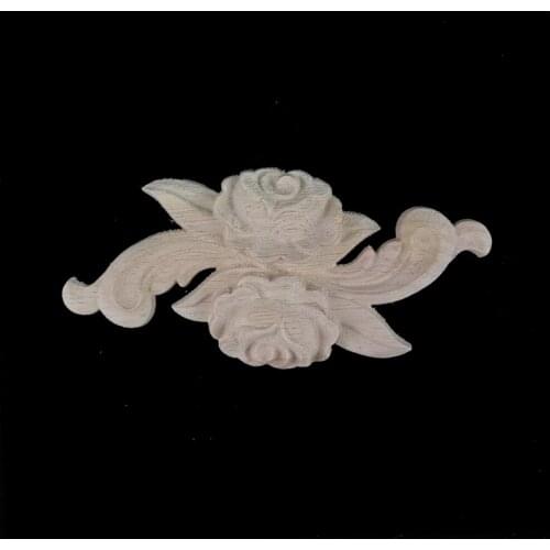 10PCS Woodcarving Decal Corner Applique Frame Door Decorate Wall Doors Furniture Decorative Figurines Wooden Miniatures 12*6cm