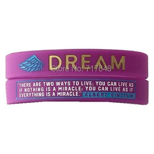 100pcs Dream Motivational wristband silicone bracelets free shipping by ePacket
