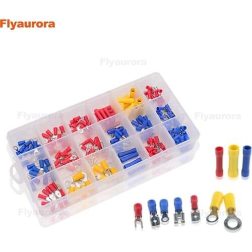 175 pcs insulated round ends Multiple models type terminals brass Insulated Spade Crimp Wire Cable Connector brass terminal conn