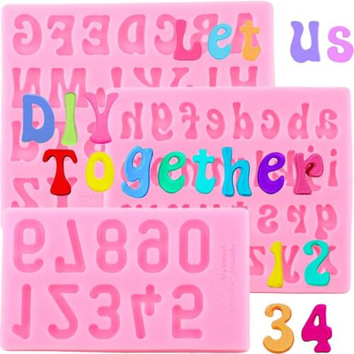 3D Numbers Alphabet Letters Silicone Molds DIY Cupcake Topper Fondant Cake Decorating Tools Candy Polymer Clay Chocolate Moulds