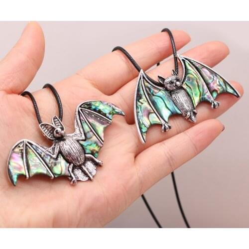 Abalone Shell Necklace Pendant Brooch Bat Alloy DIY Pins Jewelry Making 3 Styles