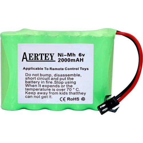 AERTEY 6v Rechargeable Battery For Rc toys Cars Tanks Robots Gun Ni-MH Battery AA 6v 2000mah Batteries Pack For Rc Boat