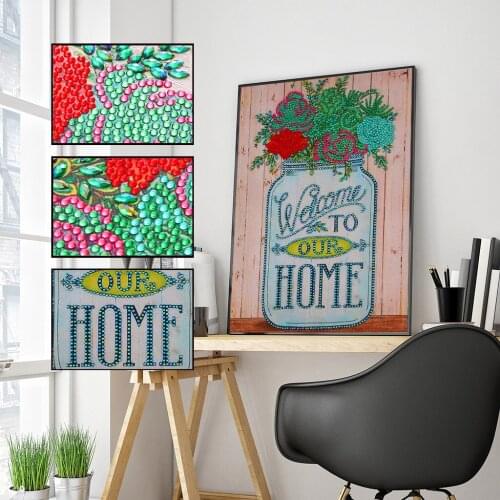 Special Shaped Diamond Painting Vase Scenery Crystal Diamond Embroidery Cross Stitch Diamond Wall Painting Gift Home Decor