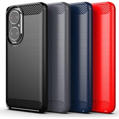 For Huawei P50 Case Cover Shockproof Bumper Soft TPU Silicone Carbon Fiber Back Cover For Huawei P50 Phone Case For Huawei P50