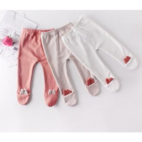 Baby Girl Full Length High Elastic Sweet Style Solid Color Rabbit Ear Design Casual Leggings Cotton PP Leggings
