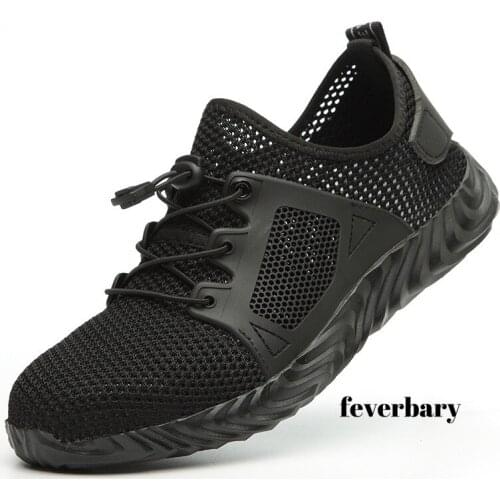 Feverbary Breathable Safety Shoes Men Work Sneakers Steel Toe Security Industrial Shoes Indestructible Safety Shoes