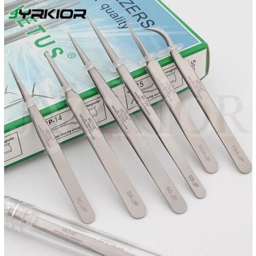 Jyrkior VETUS Stainless Steel High Precision Tweezers Pointed SS-JP Mobile Phone Repair Super Hard Special Tip Tweezers