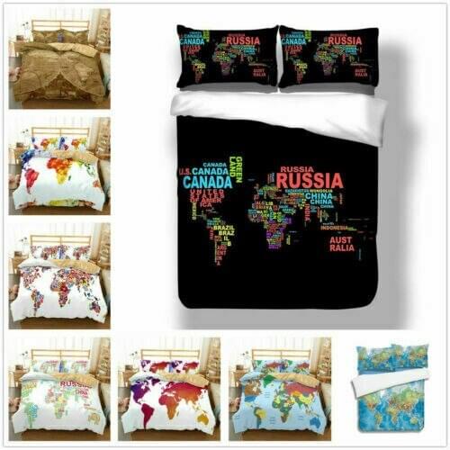 World Map Watercolor Home Textile Pillow Case 3D Bed Linen Duvet Covers Comforter Bedding Sets Bed Set Home Decor Bedding