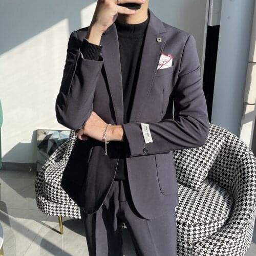 2 Pieces Suit for Men Autumn Business Formal Casual Suits Groom Wedding Dress Male Clothing Office Work Party Prom Costume Homme