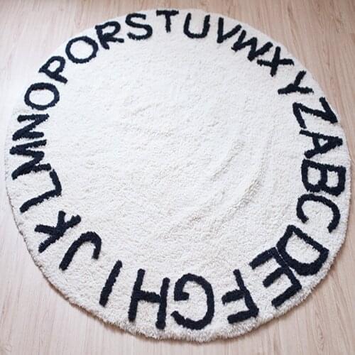 Round Cotton Plush Baby Crawling Rugs Kids Play Mat Educational ABC Alphabet Area Rugs Kids Teepee Tent Game Play House 1.2M