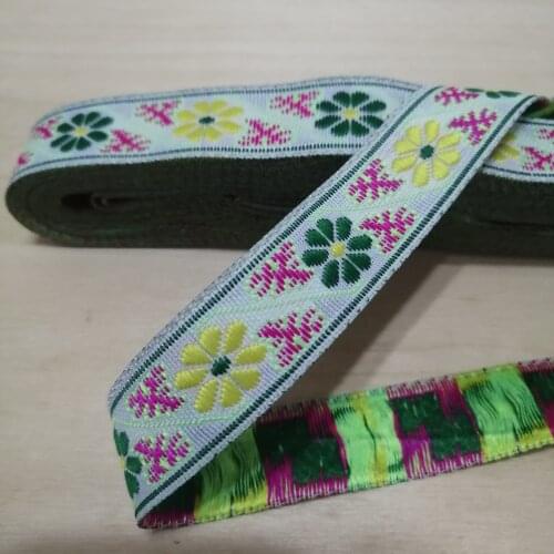 2cm 20mm 7/8'' White Grounding Red Fluorescent Green Yellow Lace Bedding Laciness National Jacquard Ribbon Garment Woven Webbing