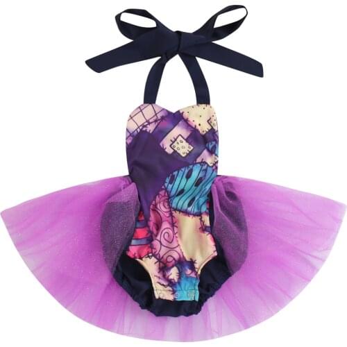 Citgeett Summer Infant Baby Girls Cosplay Bodysuit Dress Print Halter Backless Halloween Costume Clothes