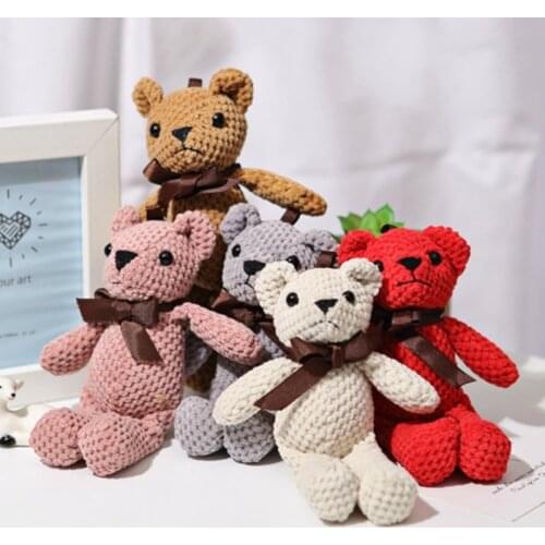 16CM Cute Teddy Bear Stuffed Plush Toys For Children PP Cotton Soft Stuffed Dolls Pendant Wedding Party Decor Birthday Gift 1Pcs