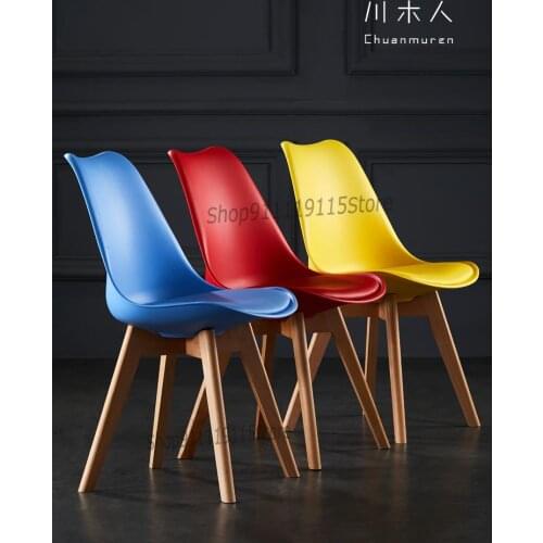 Nordic Simple Solid Wood Dining Chair Modern Office And Household Desk Chair Discussion Leisure Back Chair Soft Cushion Makeup C