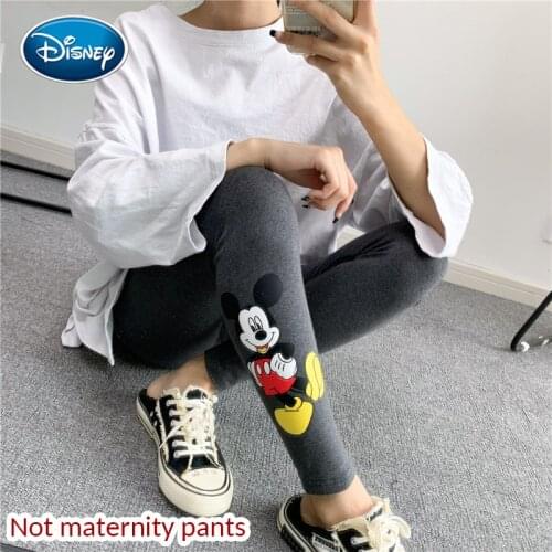 New Mickey Printed Womens Autumn Spring Wear Nine-Point Leggings Cotton Embroidery Cartoon Stretch Pants Leggings