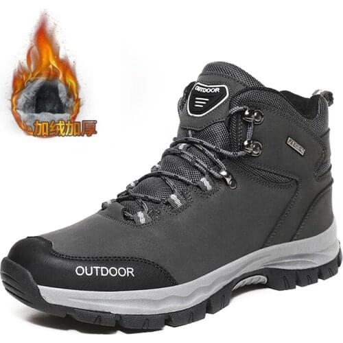 Super Warm Men Winter Boots Suede Leather Men Boots Fur Plush Snow Boots waterproof Winter Shoes For Men Outdoor Boots Shoes