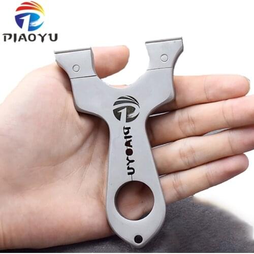 PIAOYU 304 Stainless Steel Hunting Slingshot Flat Rubber Bands Catapult for Outdoor Games Shooting Set