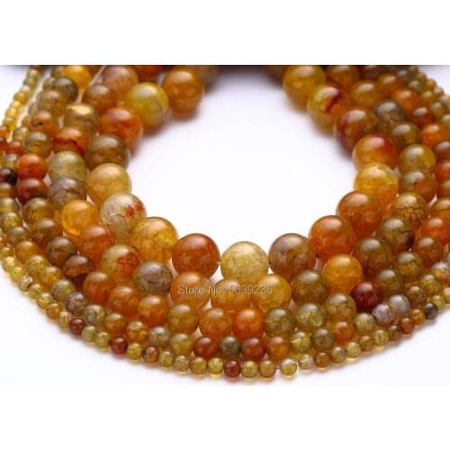 Wholesale Natural Stone Orange Cracked Agates Beads Loose Beads for Jewelry Making Necklace Bracelet DIY 4 6 8 10 12mm