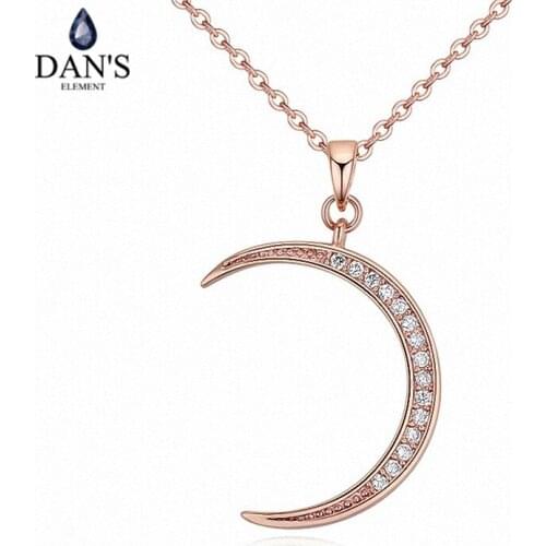 DANS element Brand 3Colors AAA Zirconia Micro Inlays Fashion Moon Pendant Necklace for women mother 125710