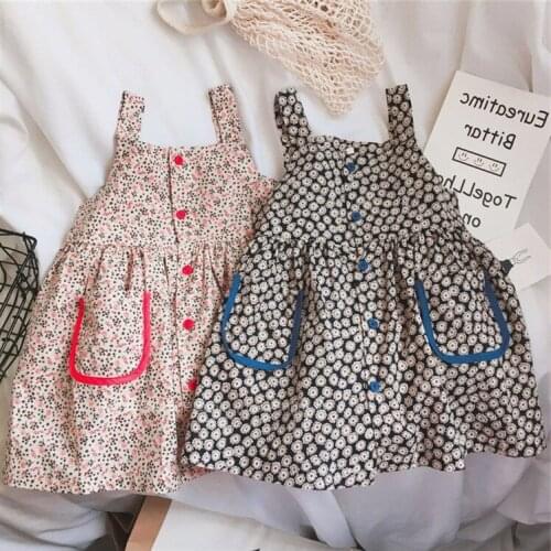 Girl Dress 2019 Summer New Arrival Baby Girl Lovely Flowers Print Dress for Girls Kids Lovely Starp Dress Princess Party Clothes