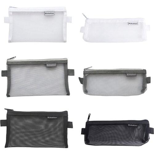 Simple Transparent Mesh Pencil Case Student Pencil Cases Nylon Pen Box Office School Supplies
