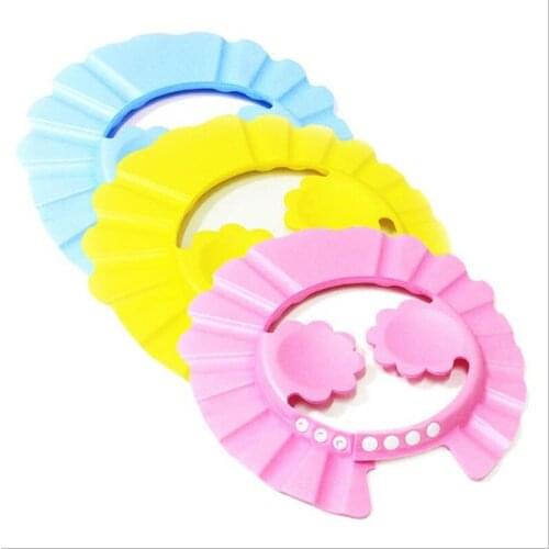 Flowers Style Baby Bath Protection Adjustable Soft Shower Hat Kids Waterproof Shampoo Bath Cap With Ear 50pcs/lot